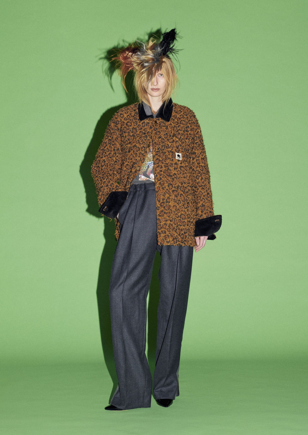 【NEW】　WOOL SERGE PLEATED HEM ZIP TROUSERS