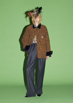 【NEW】　WOOL SERGE PLEATED HEM ZIP TROUSERS
