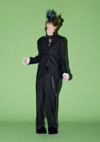 【NEW】　WOOL SERGE PLEATED HEM ZIP TROUSERS