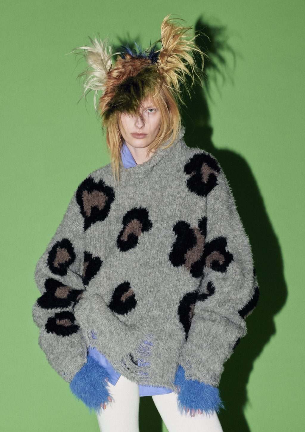 LEOPARD INTARSIA KNITTING PULLOVER