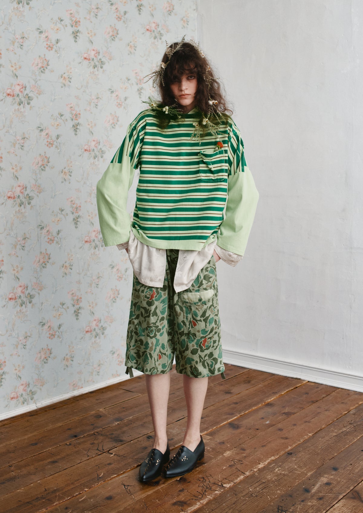 【ご予約商品】DIAGONAL STRIPE PRINT L/S Tee