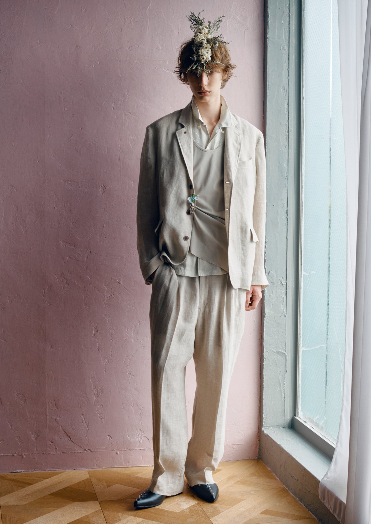 【ご予約商品】40/- LINEN VOILE 2TUCK PANTS