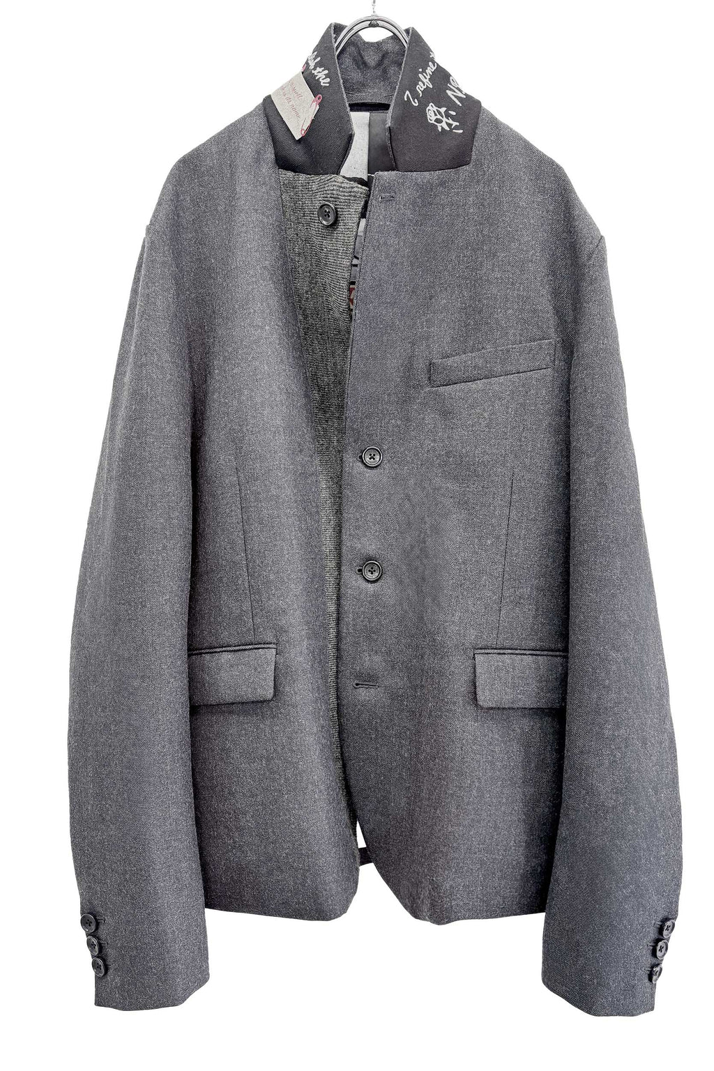 【NEW】　WOOL SERGE ASYMMETRY LAPEL JK / Lining all-over print