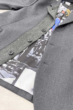 【NEW】　WOOL SERGE ASYMMETRY LAPEL JK / Lining all-over print