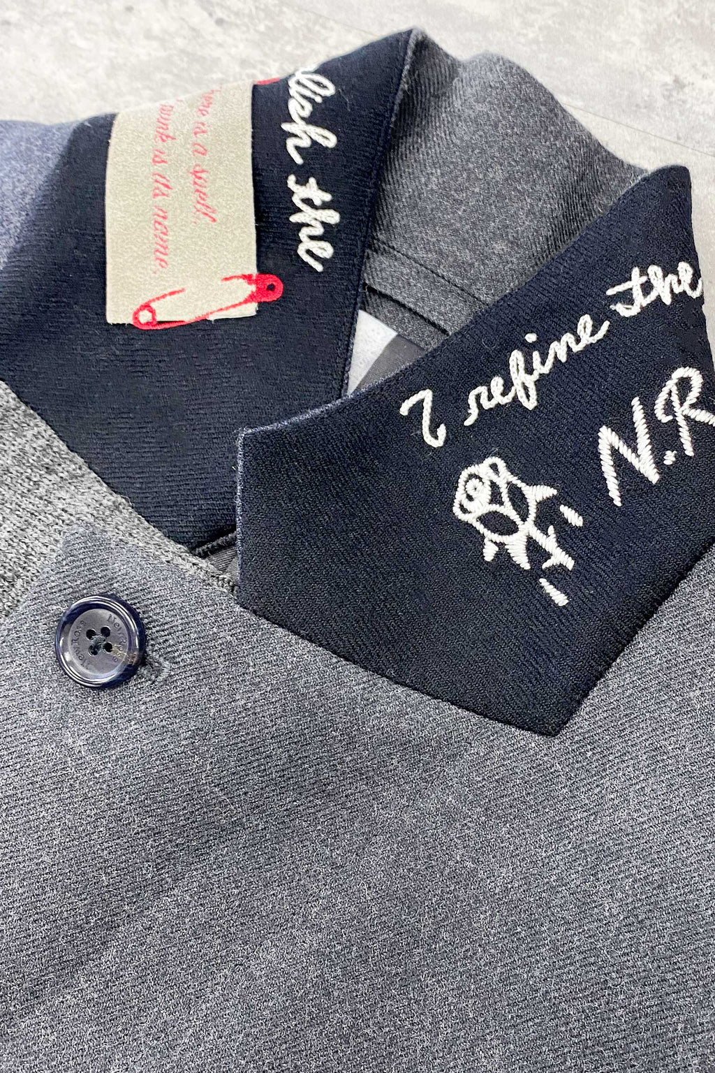 【NEW】　WOOL SERGE ASYMMETRY LAPEL JK / Lining all-over print
