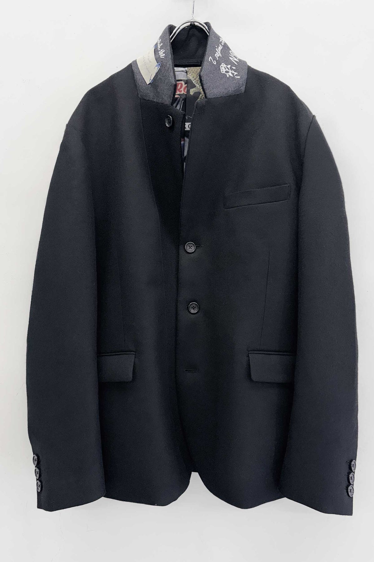【NEW】　WOOL SERGE ASYMMETRY LAPEL JK / Lining all-over print