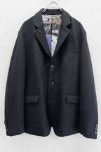 【NEW】　WOOL SERGE ASYMMETRY LAPEL JK / Lining all-over print