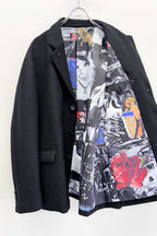 【NEW】　WOOL SERGE ASYMMETRY LAPEL JK / Lining all-over print
