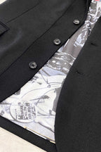 【NEW】　WOOL SERGE ASYMMETRY LAPEL JK / Lining all-over print