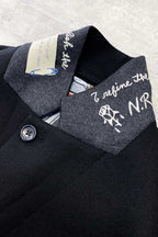 【NEW】　WOOL SERGE ASYMMETRY LAPEL JK / Lining all-over print