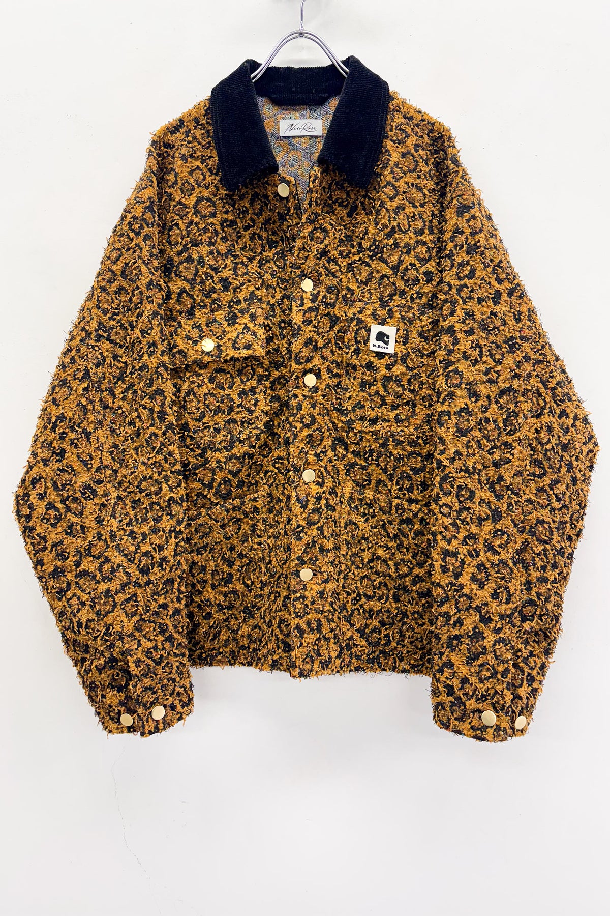 【NEW】　LEOPARD JACQUARD NEEDLE PUNCH CHORE JACKET