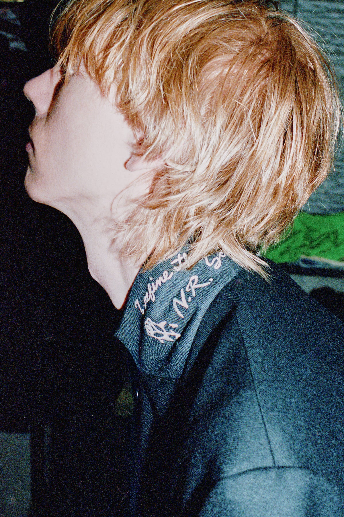 【NEW】　WOOL SERGE ASYMMETRY LAPEL JK / Lining all-over print