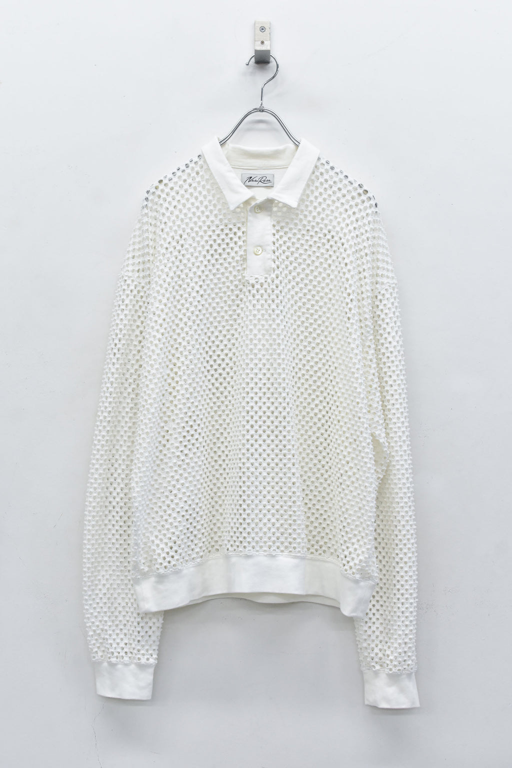 Punched Fabric Long-sleeved Polo Shirt