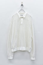 Punched Fabric Long-sleeved Polo Shirt