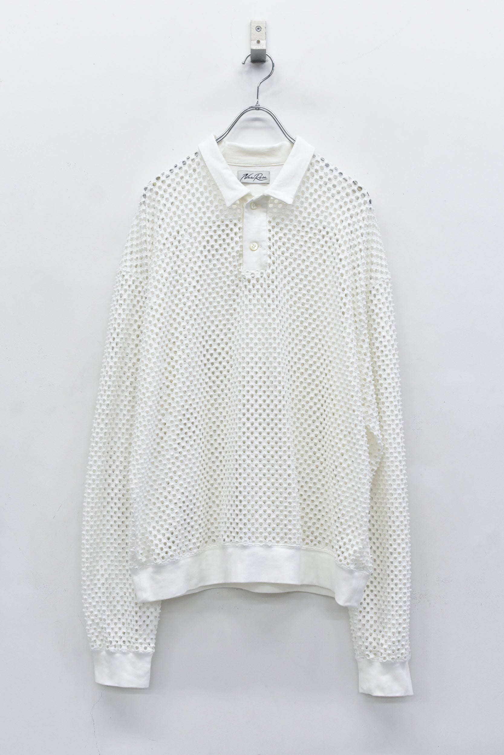 Punched Fabric Long-sleeved Polo Shirt