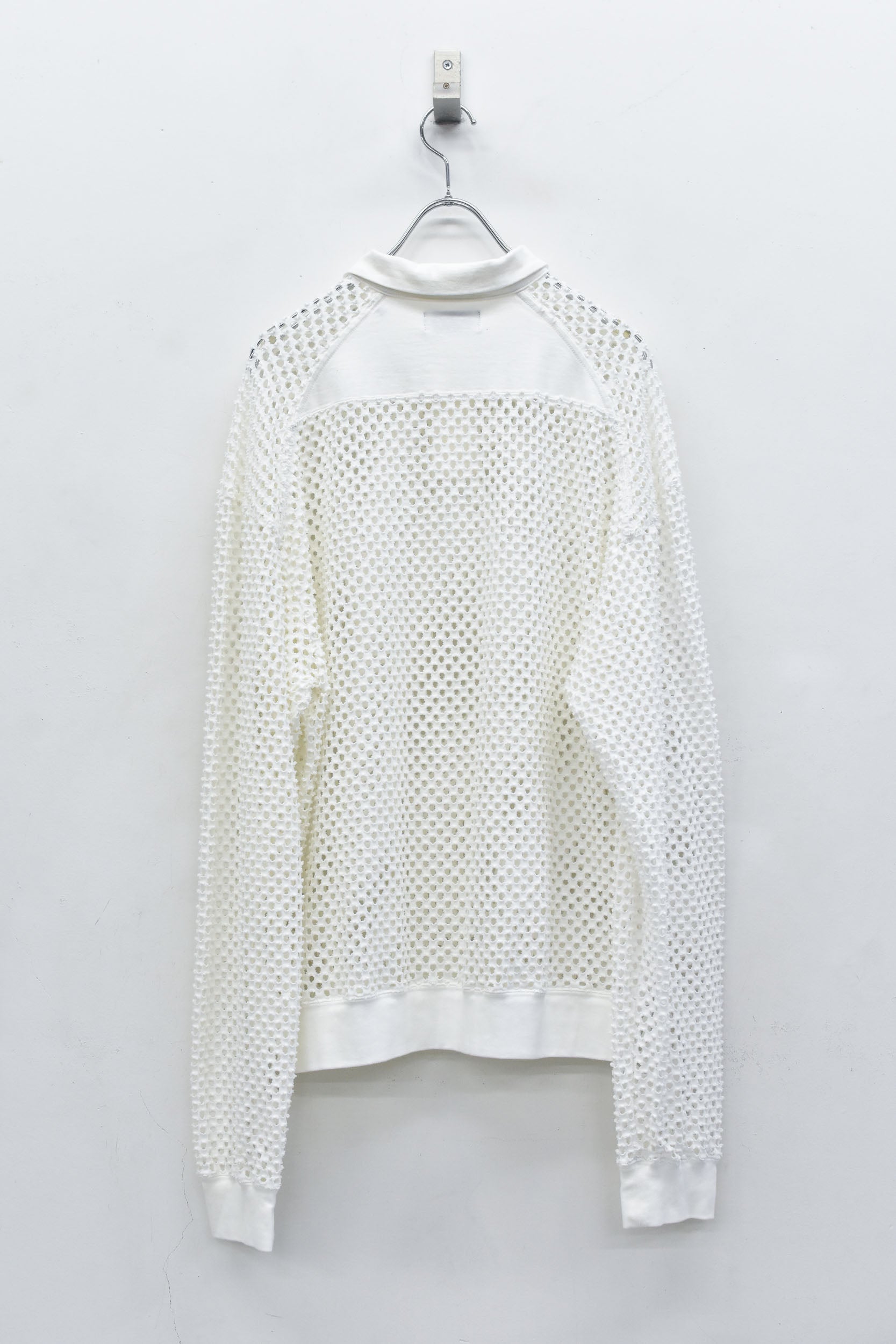 Punched Fabric Long-sleeved Polo Shirt