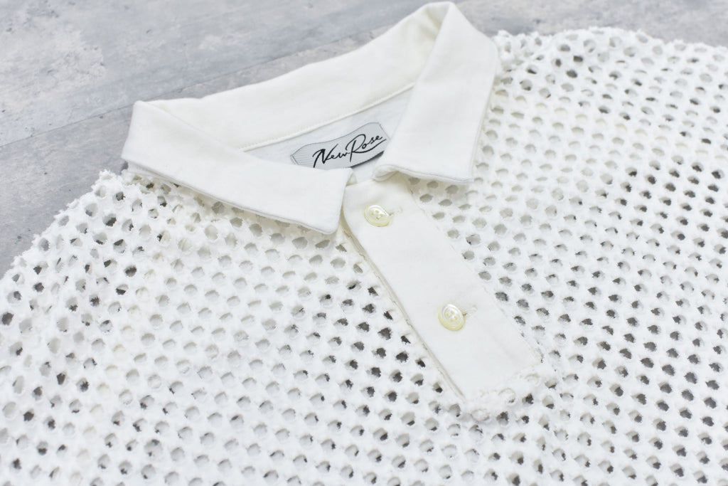 Punched Fabric Long-sleeved Polo Shirt