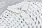 Punched Fabric Long-sleeved Polo Shirt