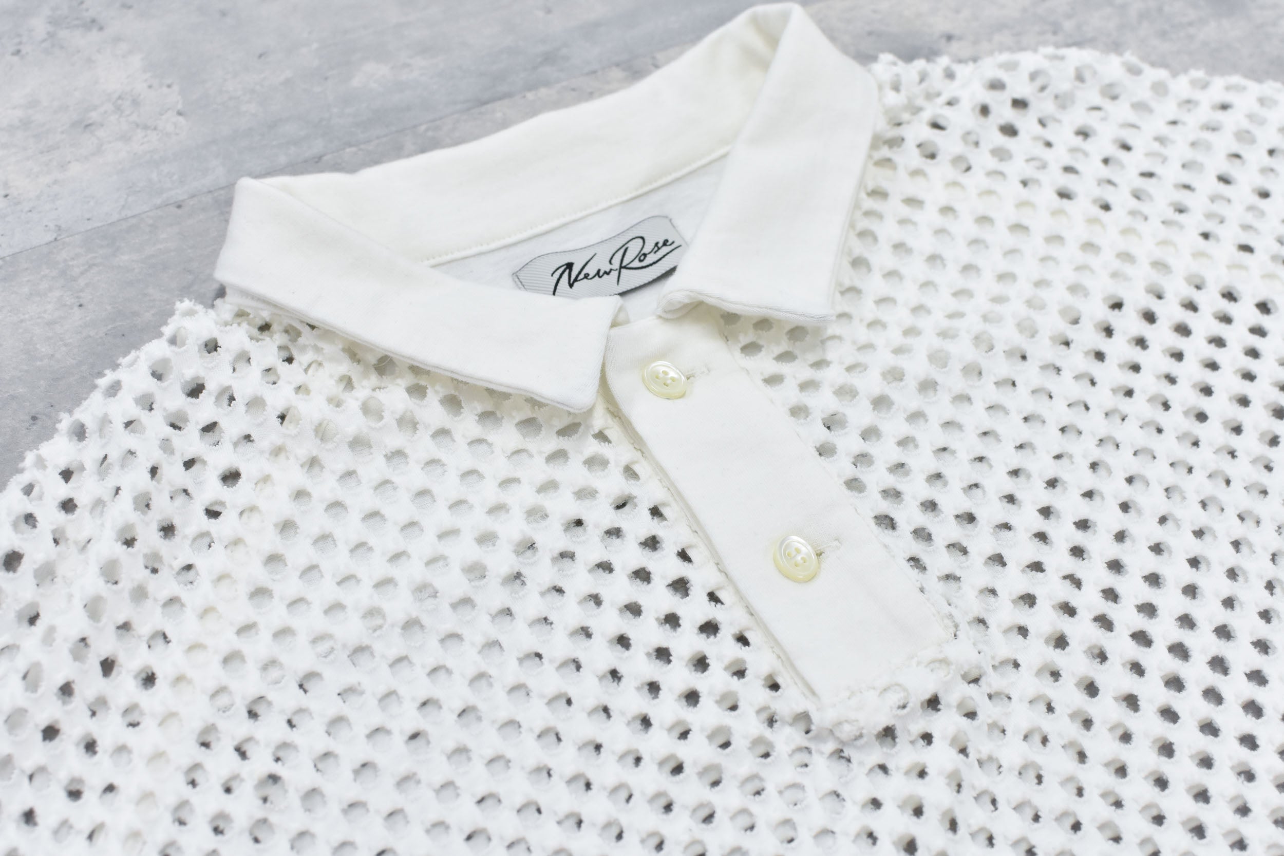 Punched Fabric Long-sleeved Polo Shirt