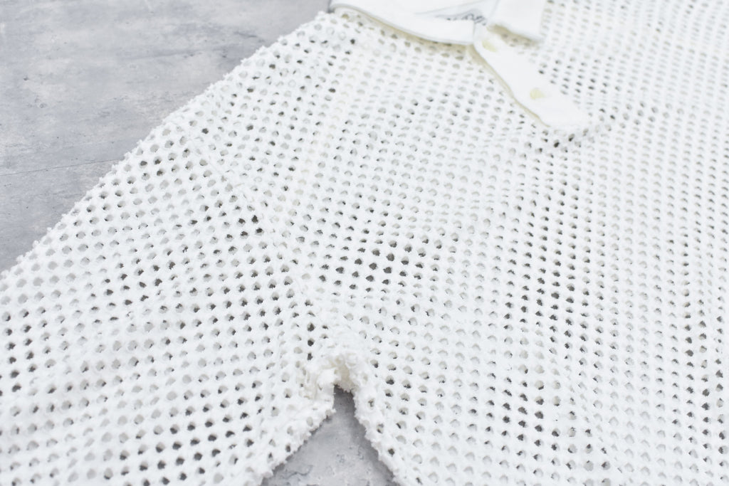 Punched Fabric Long-sleeved Polo Shirt