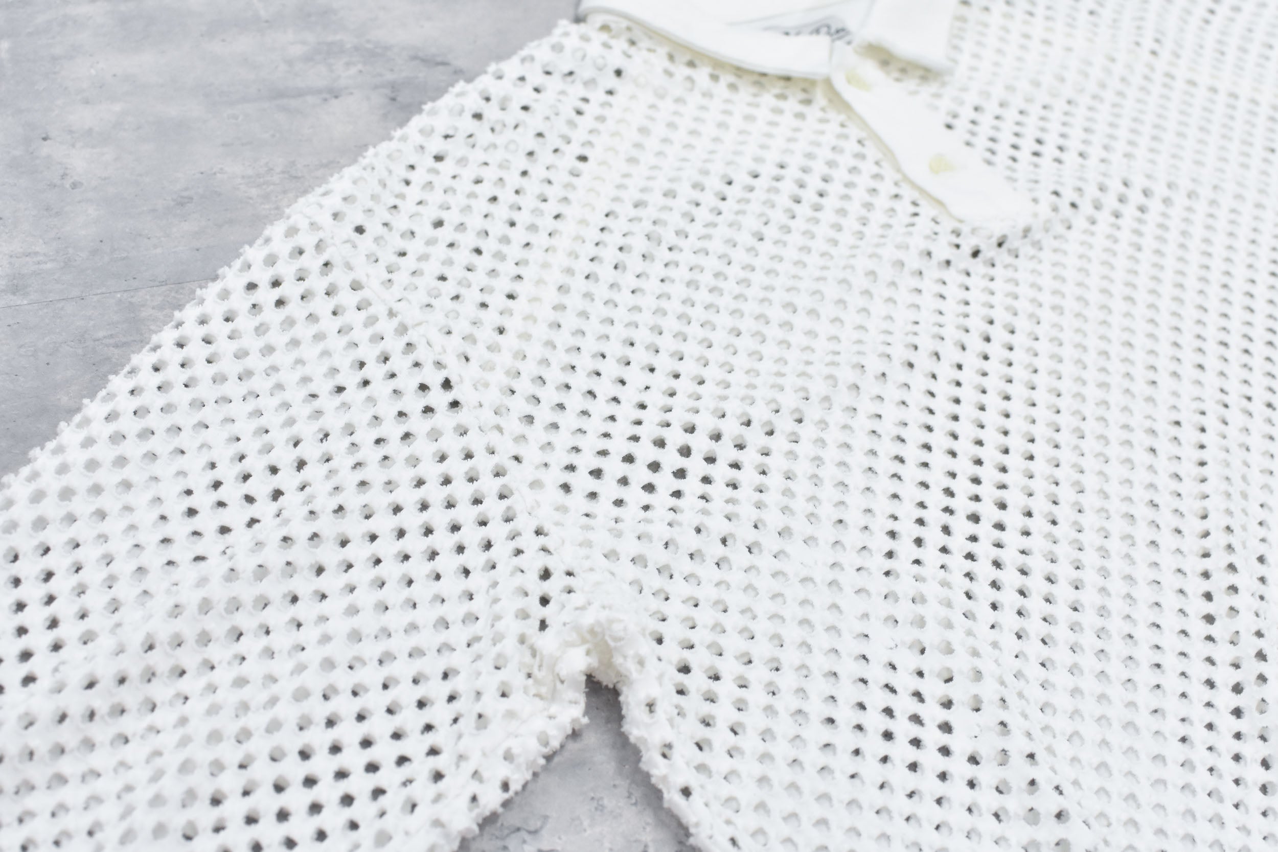 Punched Fabric Long-sleeved Polo Shirt