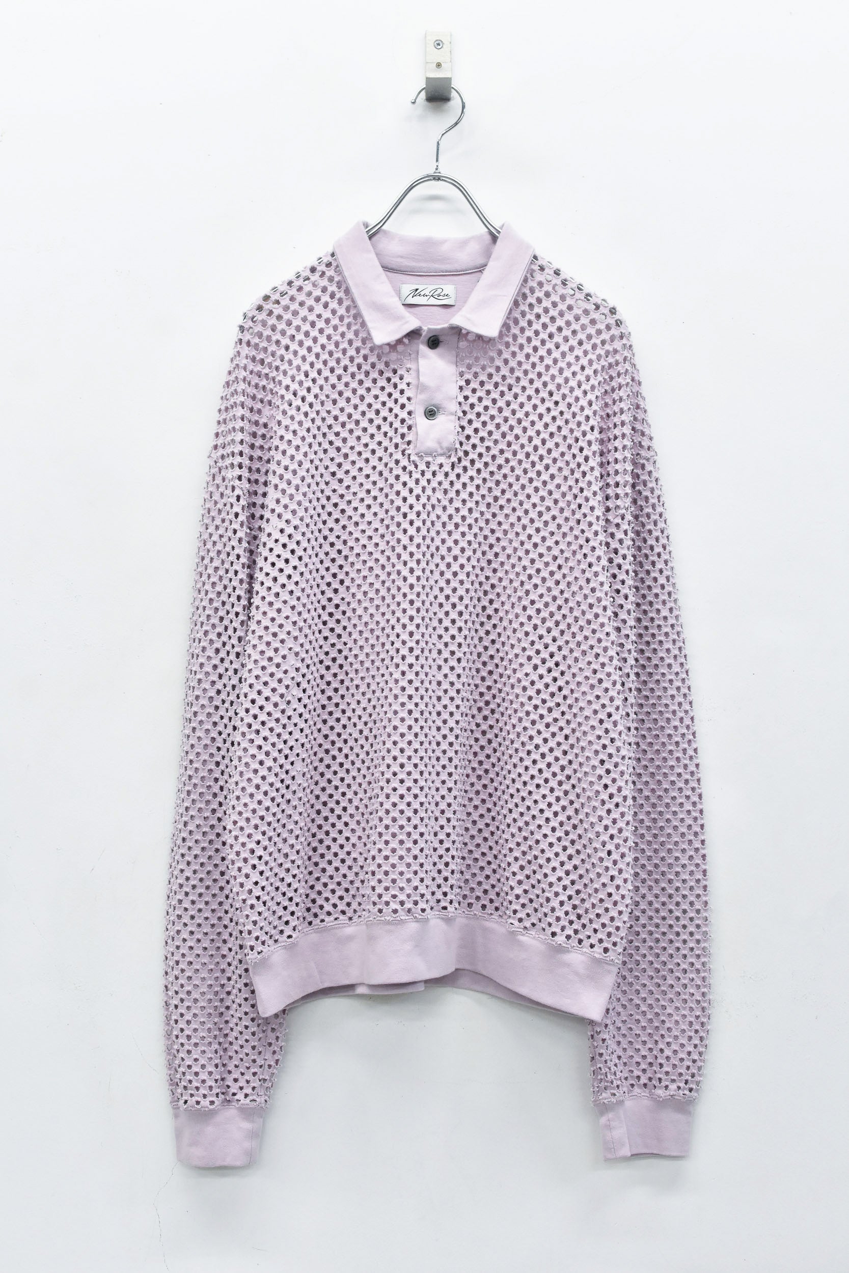 Punched Fabric Long-sleeved Polo Shirt