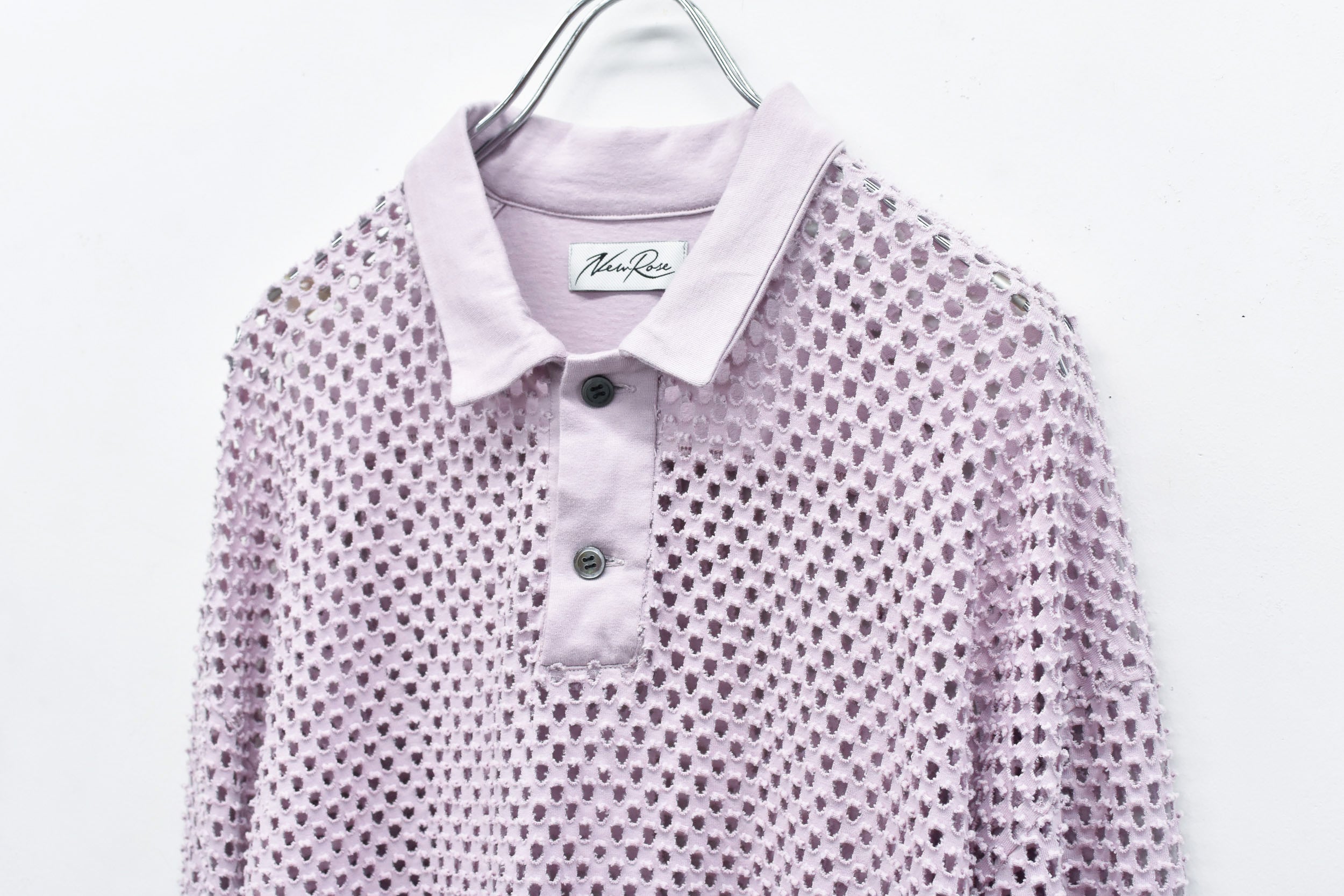Punched Fabric Long-sleeved Polo Shirt