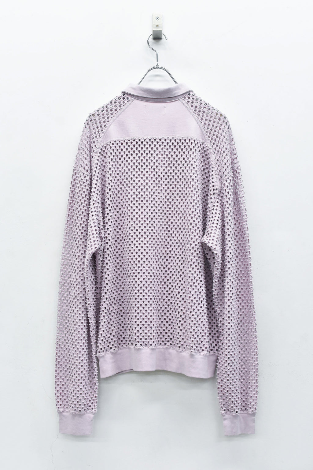 Punched Fabric Long-sleeved Polo Shirt
