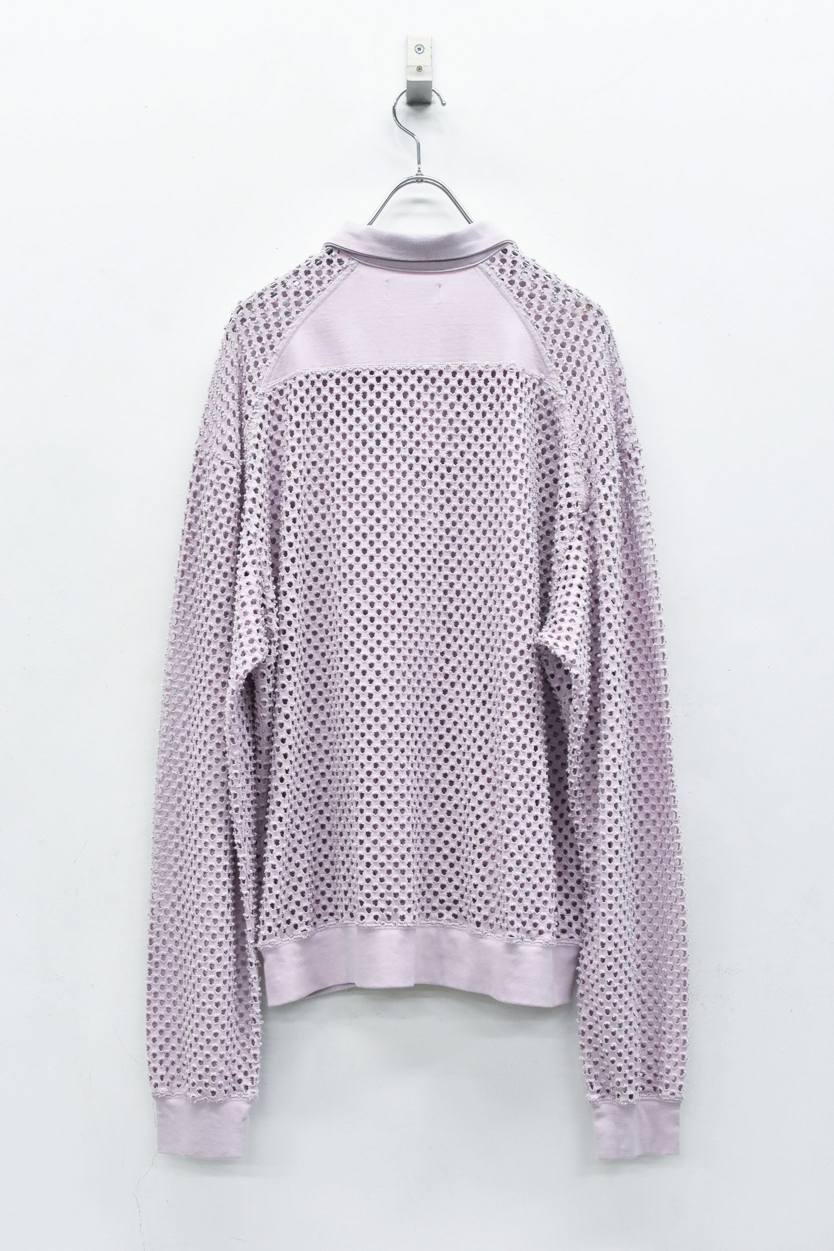 Punched Fabric Long-sleeved Polo Shirt