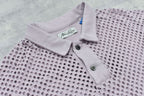 Punched Fabric Long-sleeved Polo Shirt