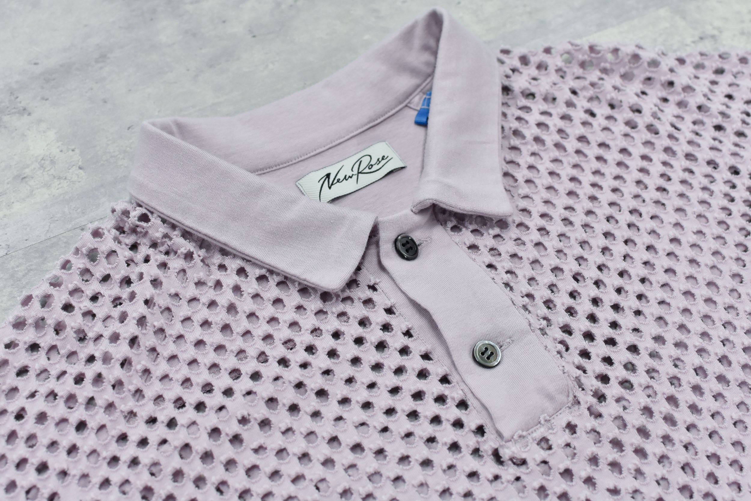Punched Fabric Long-sleeved Polo Shirt