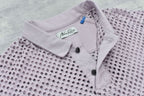 Punched Fabric Long-sleeved Polo Shirt