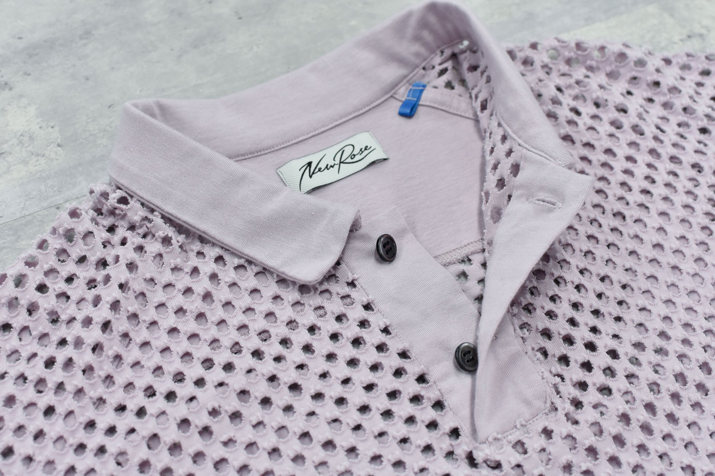 Punched Fabric Long-sleeved Polo Shirt