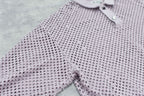 Punched Fabric Long-sleeved Polo Shirt