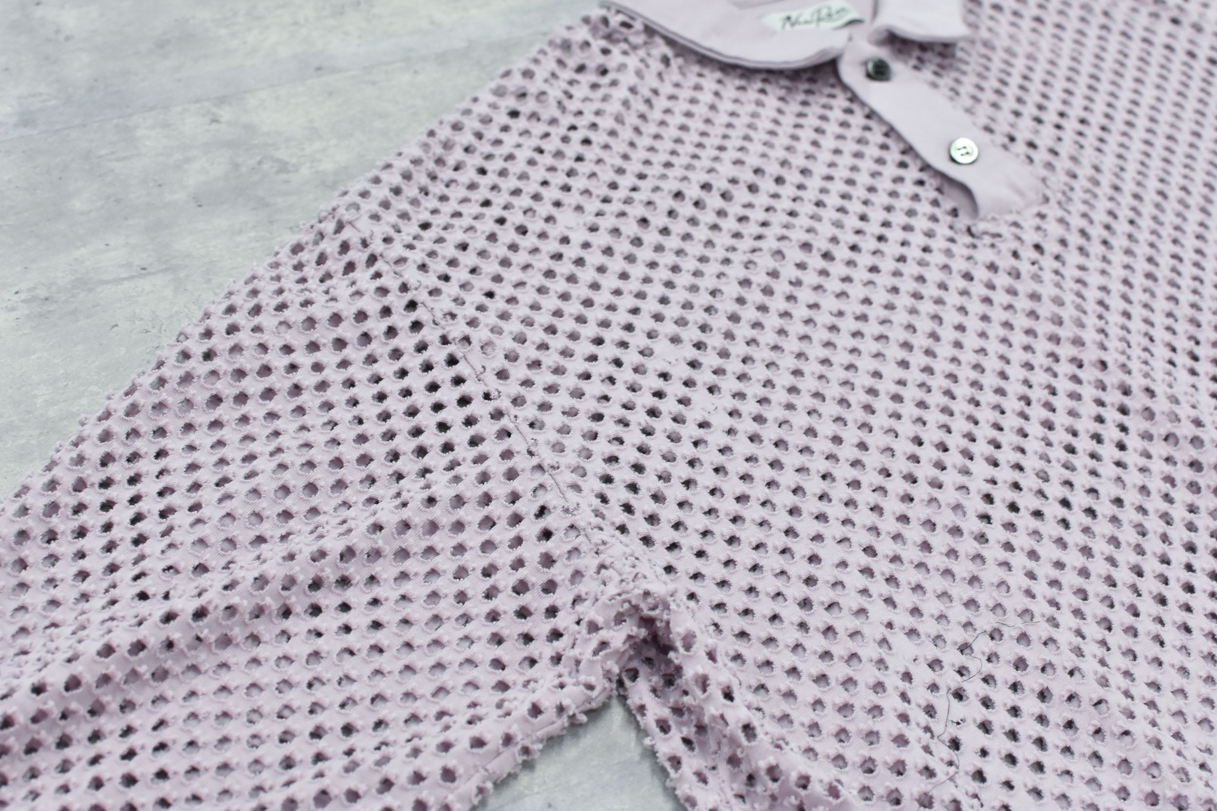Punched Fabric Long-sleeved Polo Shirt