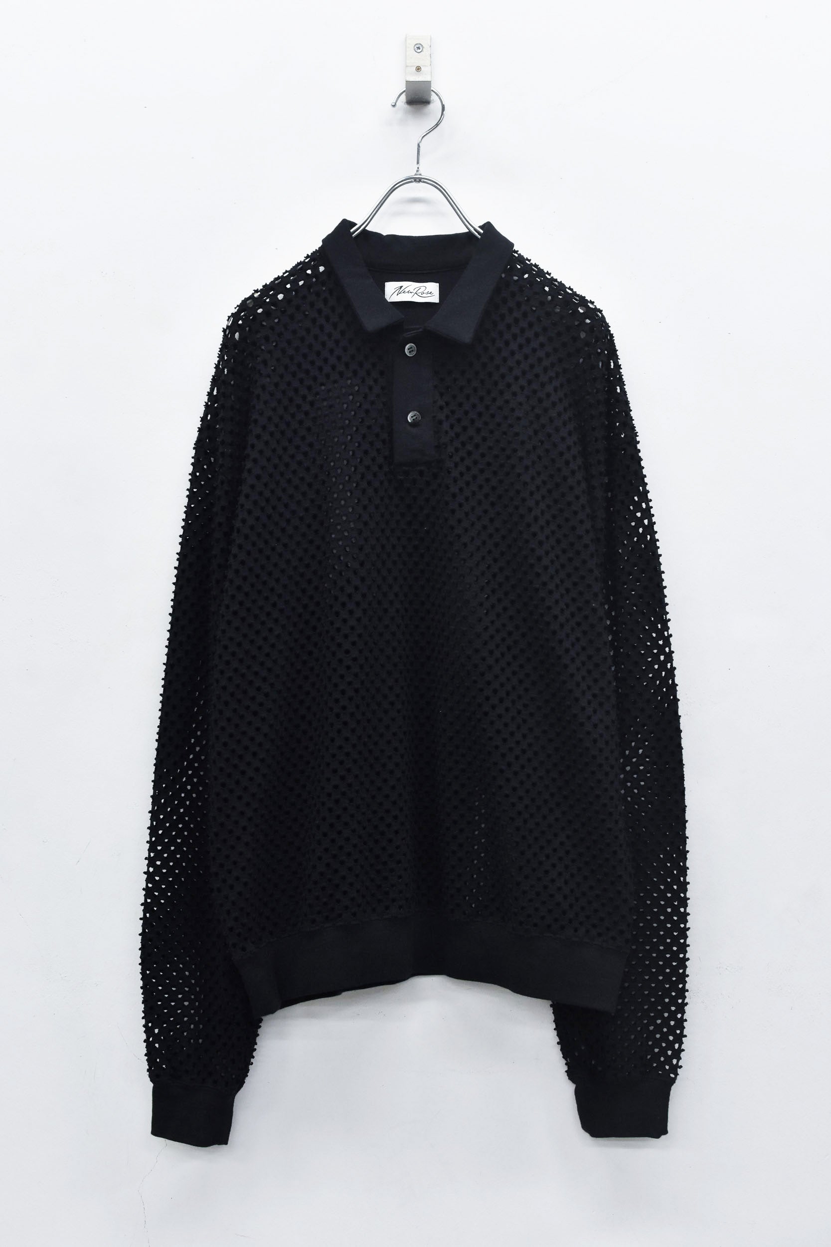 Punched Fabric Long-sleeved Polo Shirt
