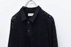 Punched Fabric Long-sleeved Polo Shirt