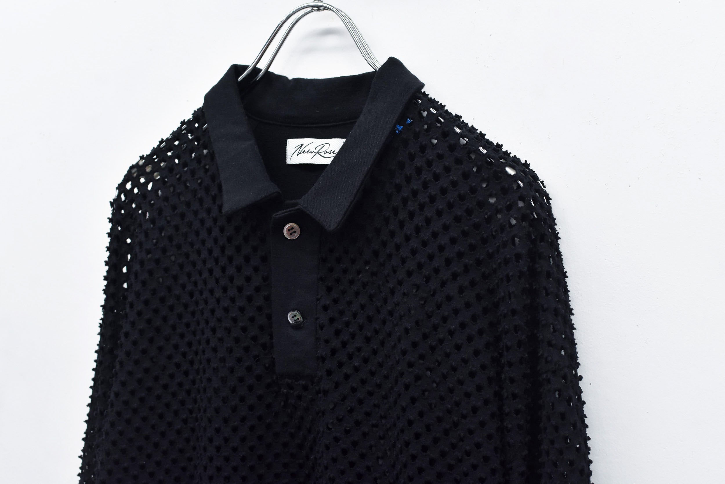 Punched Fabric Long-sleeved Polo Shirt