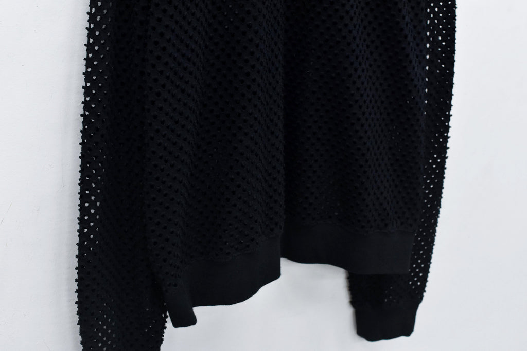 Punched Fabric Long-sleeved Polo Shirt