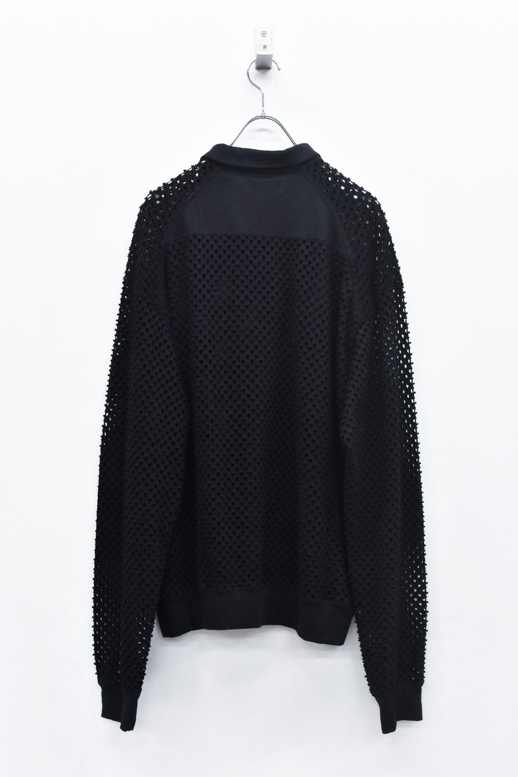 Punched Fabric Long-sleeved Polo Shirt