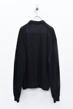 Punched Fabric Long-sleeved Polo Shirt