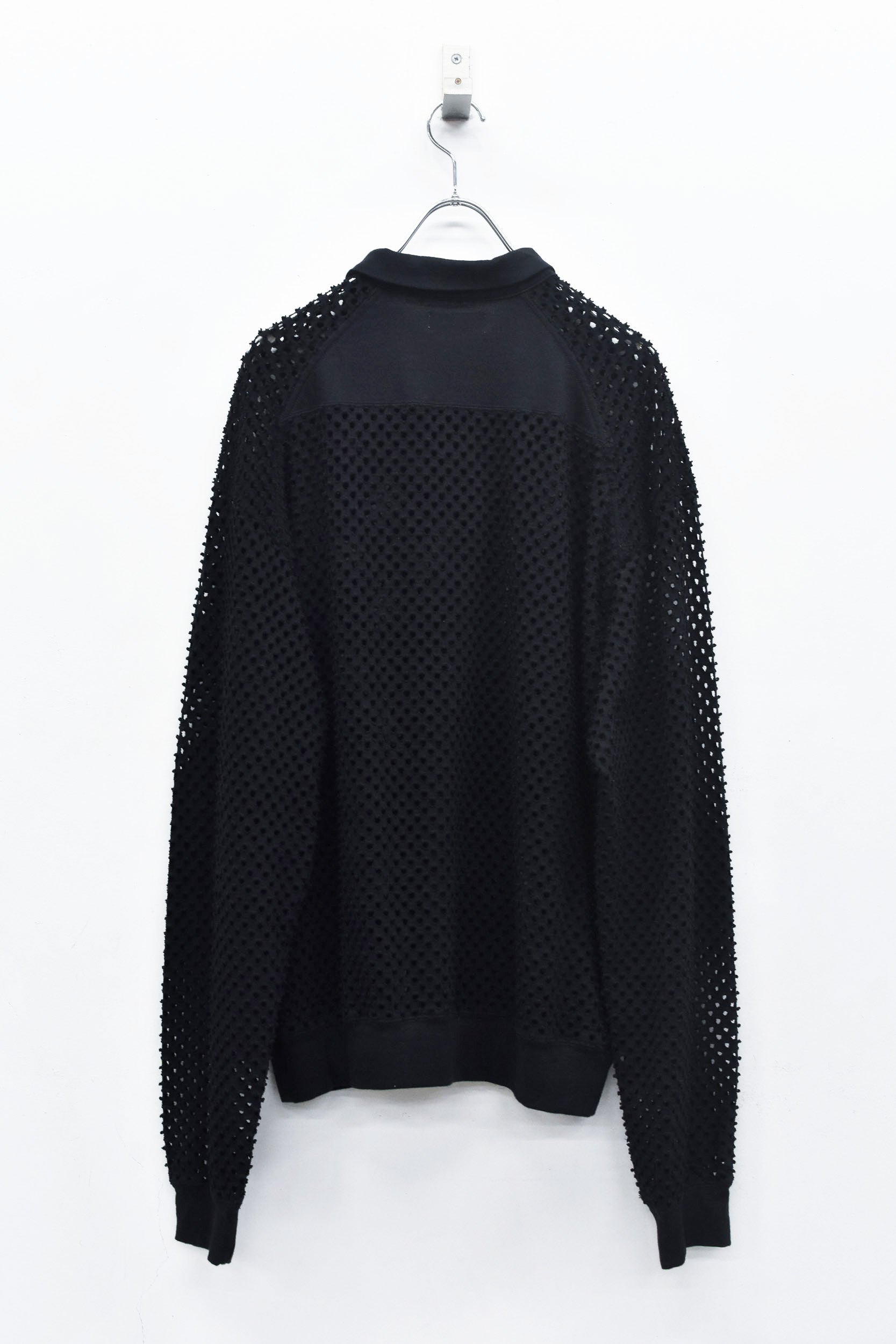Punched Fabric Long-sleeved Polo Shirt