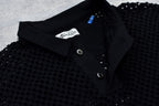Punched Fabric Long-sleeved Polo Shirt
