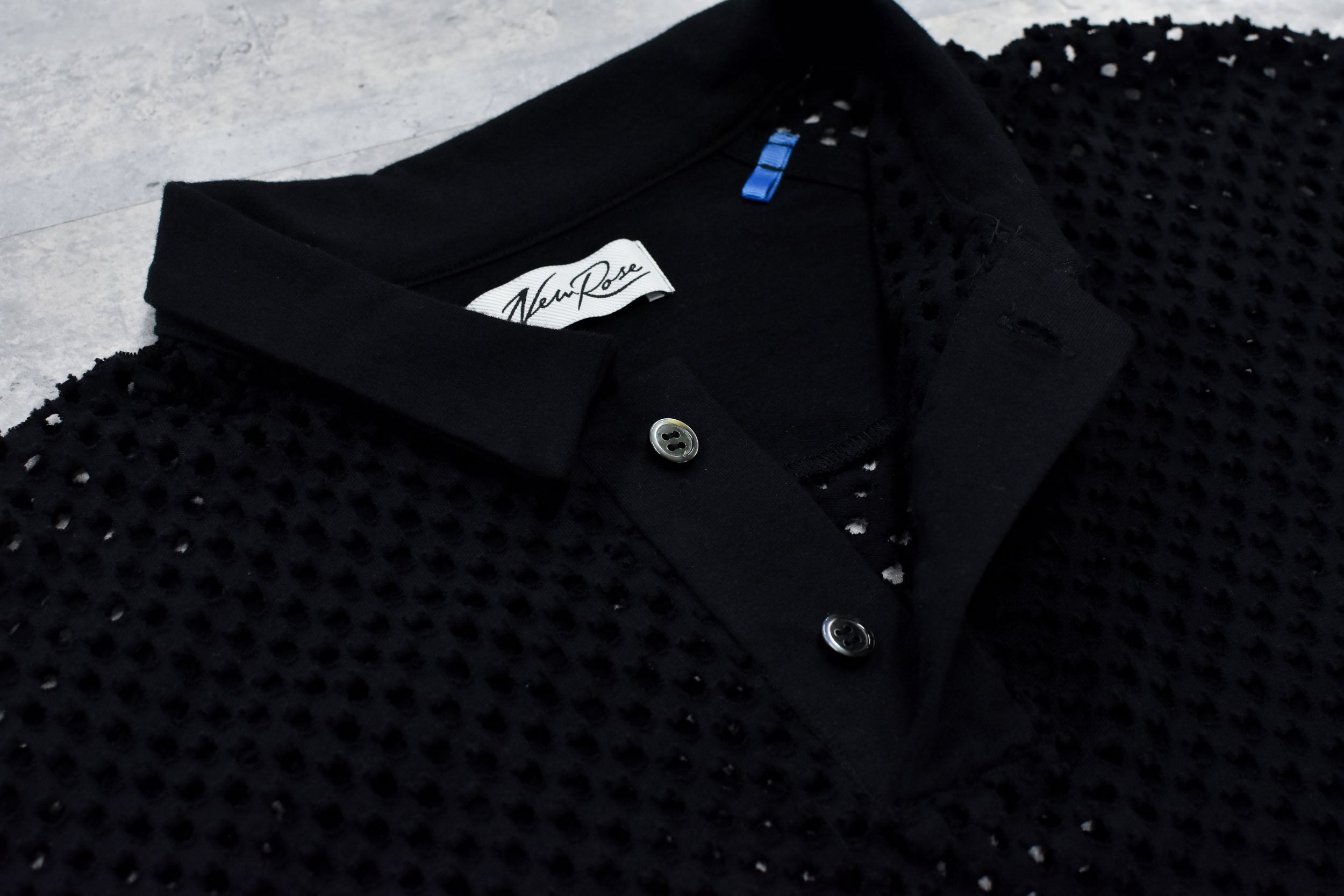 Punched Fabric Long-sleeved Polo Shirt