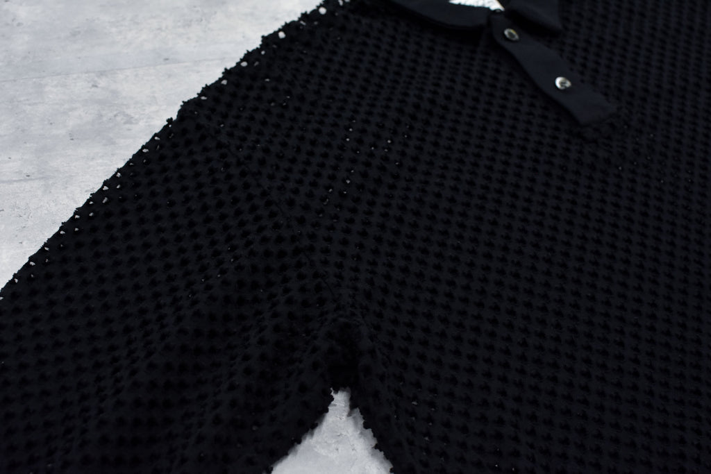 Punched Fabric Long-sleeved Polo Shirt
