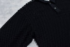 Punched Fabric Long-sleeved Polo Shirt