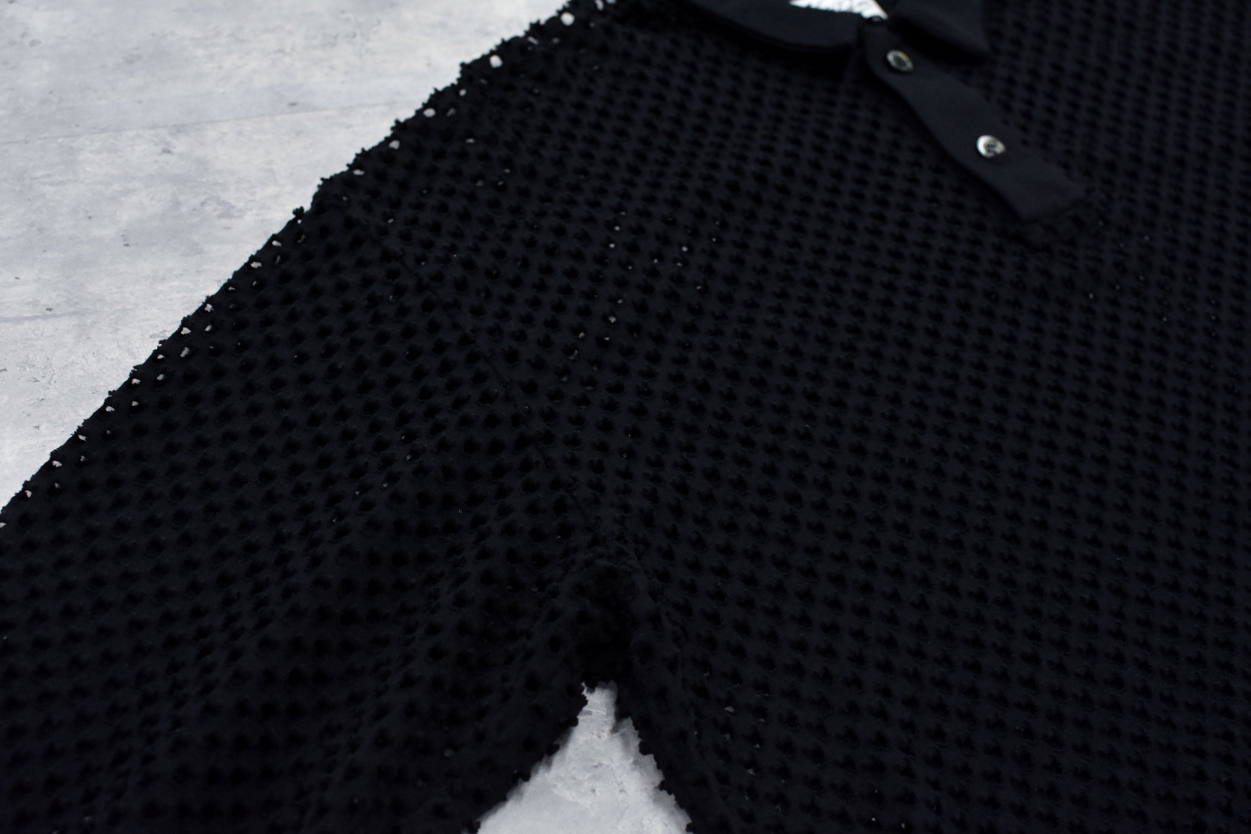 Punched Fabric Long-sleeved Polo Shirt