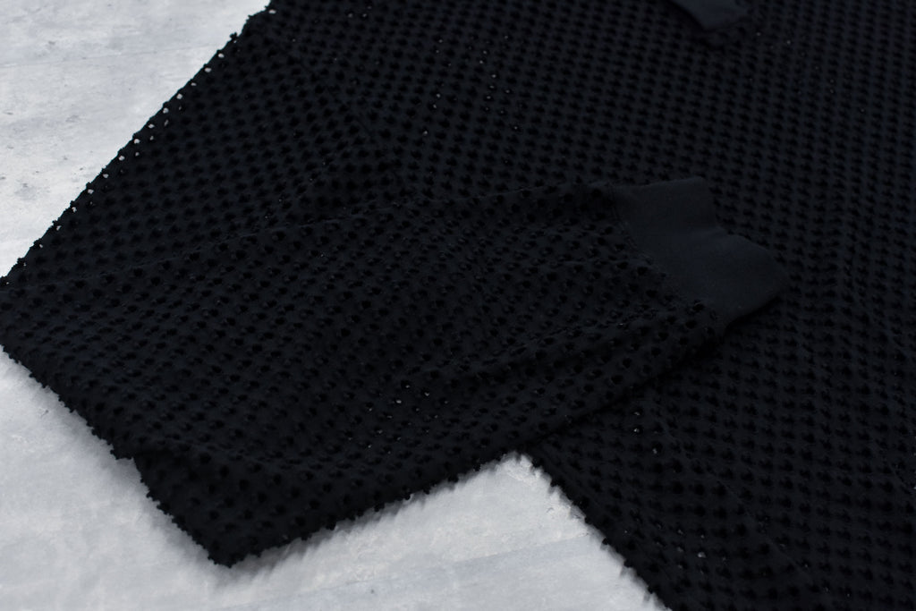 Punched Fabric Long-sleeved Polo Shirt