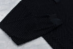 Punched Fabric Long-sleeved Polo Shirt