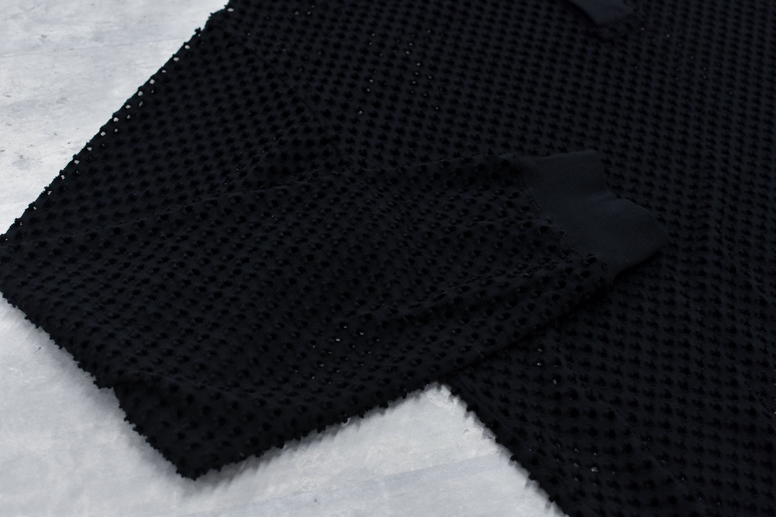 Punched Fabric Long-sleeved Polo Shirt